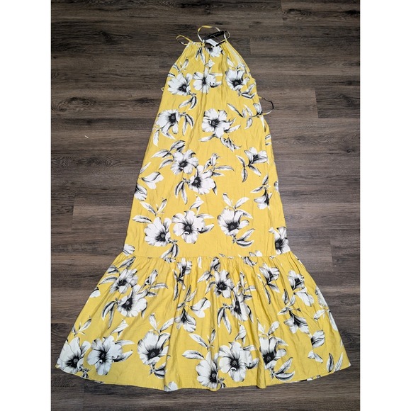 Banana Republic Dresses & Skirts - Banana Republic Yellow Floral Halter Maxi Dress Size 6 Tiered Summer Sun Dress